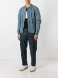 ruched-sleeve bomber jacket