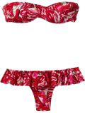 floral and pepper print bandeau bikini set