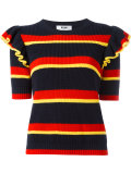 stripy sweater with ruffled sleeves