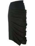 Asymmetric ruched midi skirt