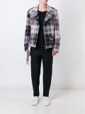 plaid checked biker jacket