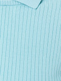 ribbed knit polo top