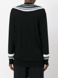 striped v-neck jumper