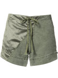 panelled satin and cotton shorts
