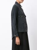 pinstriped denim jacket