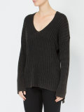 high-low hem ribbed knitted top