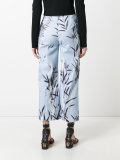 leaves print cropped pants 