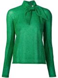 metallic tie collar blouse