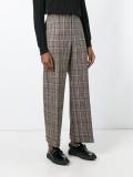 tartan check wide leg trousers