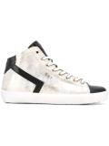 metallic hi-top sneakers