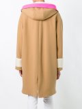 hooded shearling cuff coat