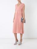pleated rib v-neck dress