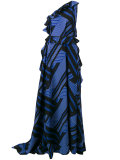 one shoulder printed gown 