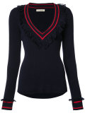 frill V-neck jumper