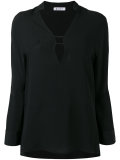 deep V-neck blouse