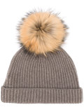 detachable pom ribbed hat 