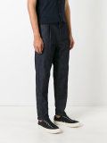 denim tapered trousers