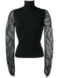 sheer ribbed sleeve jumper