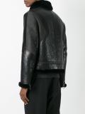 panelled leather bomber jacket