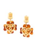 CC logo heart clover clip-on earrings