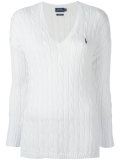 braided V-neck jumper
