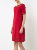sheer trim midi dress