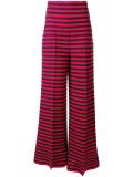 striped flared trousers