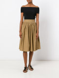 gathered midi skirt