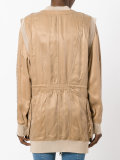 collarless bomber style coat