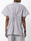 collarless shift striped shirt