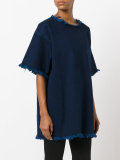 fringed trim denim blouse 