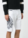 embroidered slogan shorts