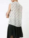 floral print sleeveless blouse
