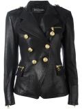double breasted leather blazer