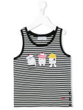 cat print striped tank top
