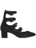 buckle strap mid-heel pumps