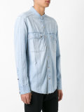 collarless denim shirt