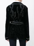 perforated detailing belted jacket