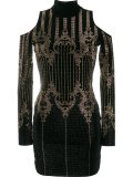 open shoulder studded dress