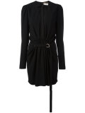gathered V-neck mini dress