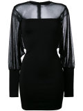sheer panel fitted dress