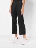 pleated straight cropped trousers