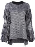 fringed checked jumper