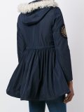patched flared hooded jacket
