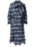 striped raw edge coat