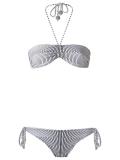 striped bandeau bikini set
