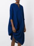 checked V-neck dress