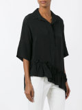 ruffle trim asymmetric hem shirt