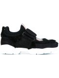 faux fur panel front strap sneakers