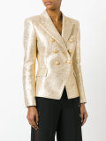 metallic coated tweed blazer